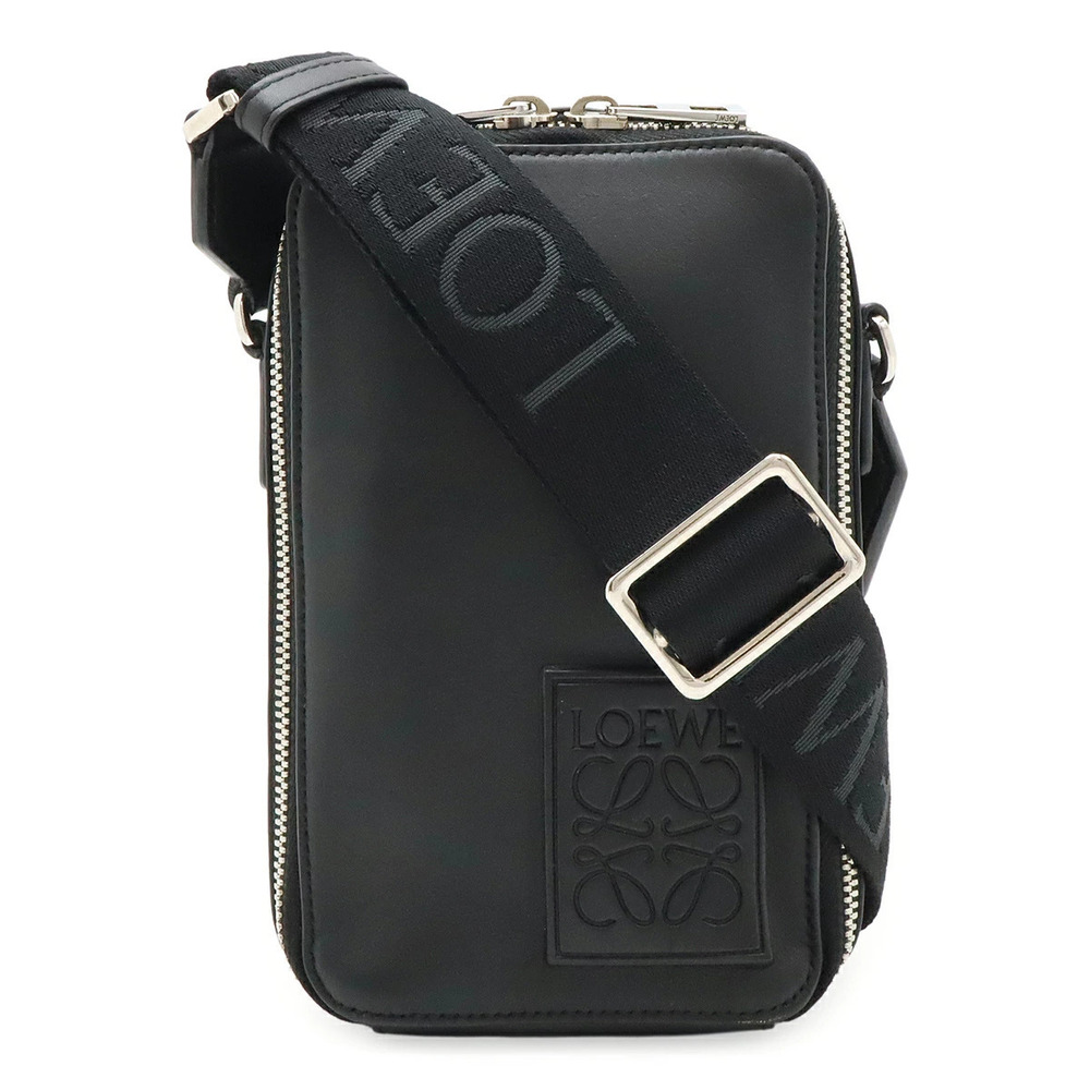 Loewe Vertical Crossbody Pocket Anagram Shoulder Bag Leather Black